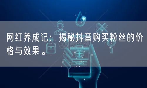 网红养成记：揭秘抖音购买粉丝的价格与效果。