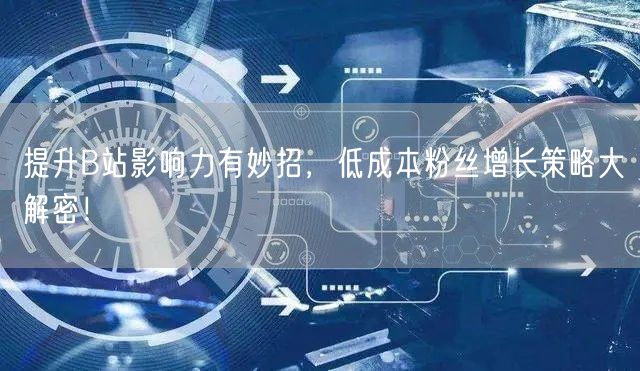 提升B站影响力有妙招，低成本粉丝增长策略大解密！