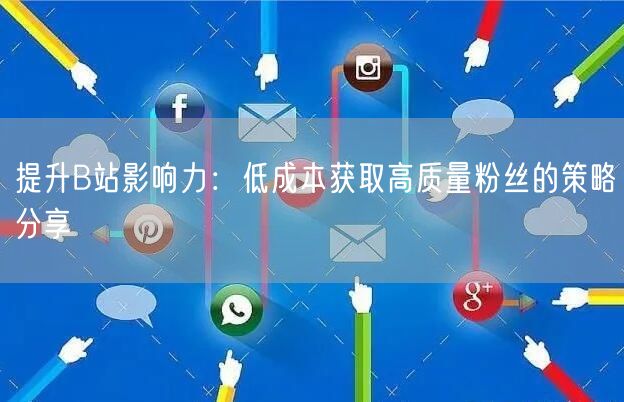 提升B站影响力：低成本获取高质量粉丝的策略分享