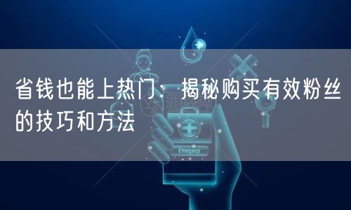 省钱也能上热门：揭秘购买有效粉丝的技巧和方法
