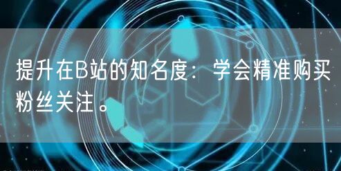 提升在B站的知名度：学会精准购买粉丝关注。