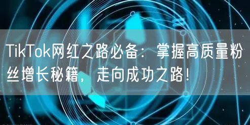 TikTok网红之路必备：掌握高质量粉丝增长秘籍，走向成功之路！