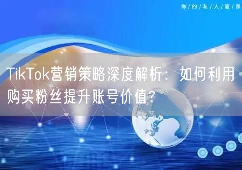 TikTok营销策略深度解析：如何利用购买粉丝提升账号价值？