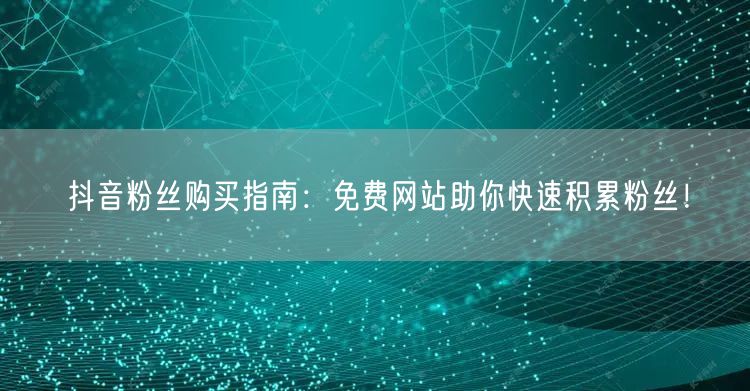 抖音粉丝购买指南：免费网站助你快速积累粉丝！