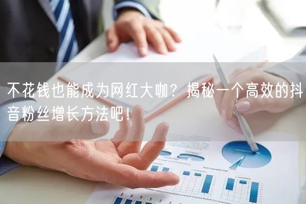 不花钱也能成为网红大咖？揭秘一个高效的抖音粉丝增长方法吧！