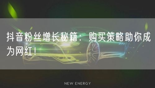 抖音粉丝增长秘籍：购买策略助你成为网红！